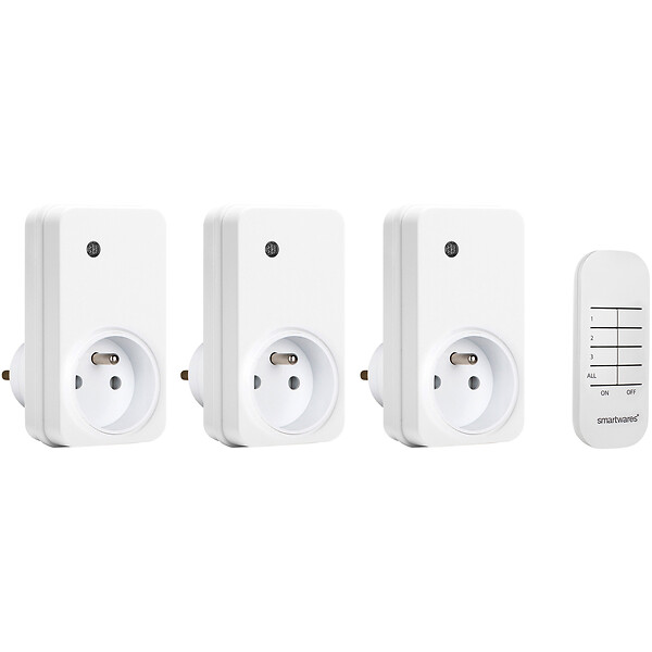 SMARTWARES - Kit de 3 prises commandées avec télécommande - large