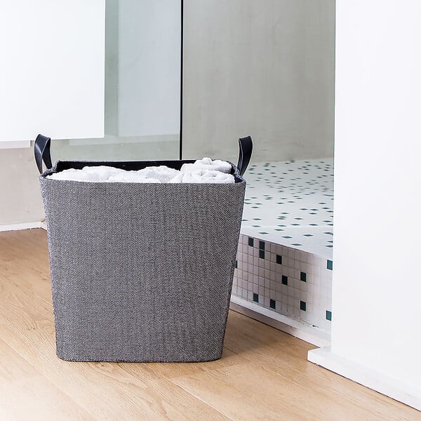 LE MARQUIER - Panier à bûches carré - Tissu - Dama - Gris chiné foncé - large