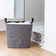 LE MARQUIER - Panier à bûches carré - Tissu - Dama - Gris chiné foncé - vignette