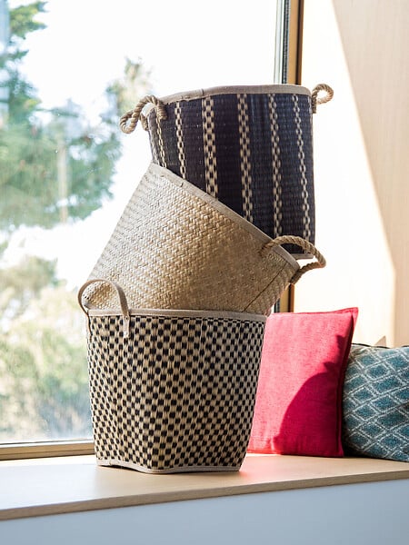 LE MARQUIER - Panier à bûches fibres végétales Corda Noir 40cm - large