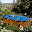 GRE - Piscine ovale acier imitation bois - L.744xl.399xH.132cm - vignette