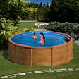 GRE - Piscine ronde acier imitation bois - Diam.3,70xH.1,32m - vignette