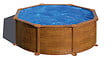 GRE - Piscine ronde acier imitation bois - Diam.3,70xH.1,32m - vignette