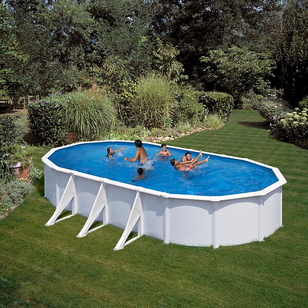 GRE - Piscine ovale acier Fidji - Blanc - L.744xl.399xH.122cm - large