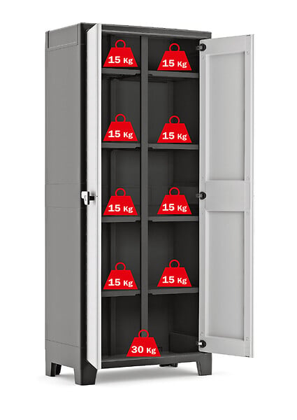 KETER - Armoire haute en résine - Gris et noir - 182x80x44cm - large