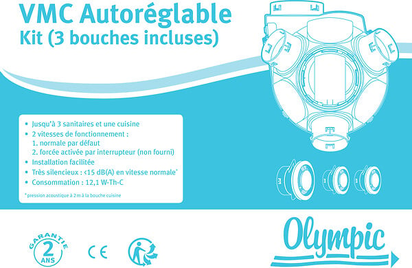 OLYMPIC - VMC simple flux autoréglable - Jusqu'à T5 - 26dB - large