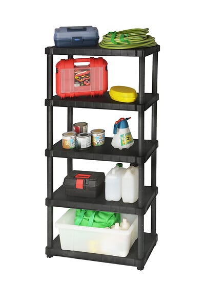 PLASTICA ALTOSELE - Étagère Helios+ - Noir - 5 niveaux - H.188xL.80xP.40cm - large