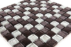 MAT INTER - Feuille de mosaïque verre lissé gris noir - 300x300mm - large