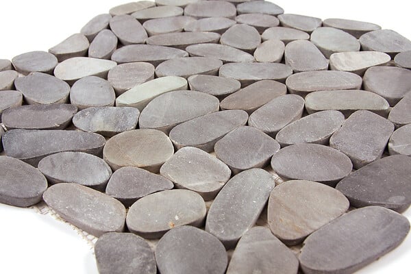 MAT INTER - Mosaïque galets naturels rectifiés Noir light - L.30xl.30cm - large