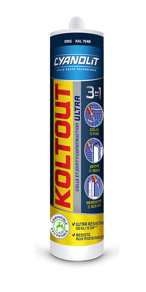 CYANOLIT - Colle de fixation ultra polymère - Gris - 290ml - large