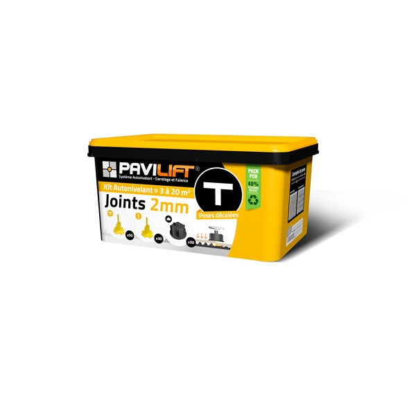 PAVILIFT - Kit nivellement carrelage polypropylène joint 2mm 130 pièces - large