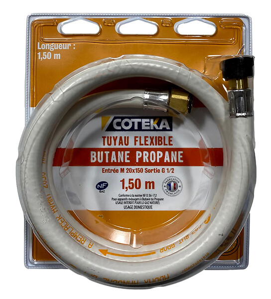 COTEKA - Flexible butane propane 10 ans embouts à visser 1m50 NF - large