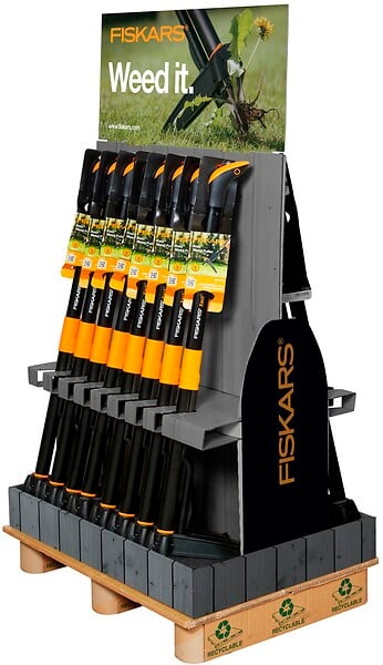 FISKARS - Désherbeur manuel Xact 4 dents - Acier inoxydable - 1 m - large
