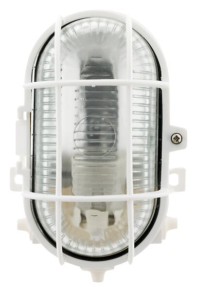 ELEXITY - Plafonnier ovale avec grille - Blanc - IP44 - large
