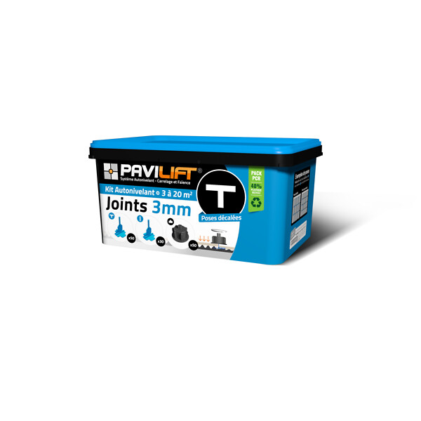 PAVILIFT - Kit autonivelant en T 3 mm - Bleu - 50 pièces - large
