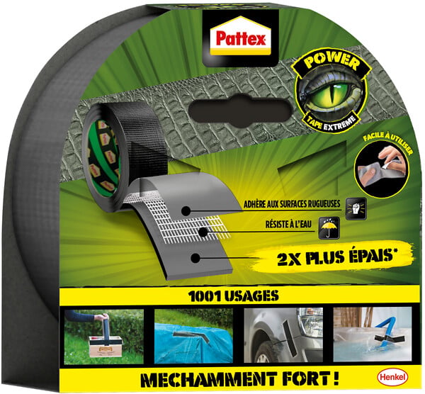 PATTEX - Ruban adhésif Tape Extreme - Noir - 20m - large