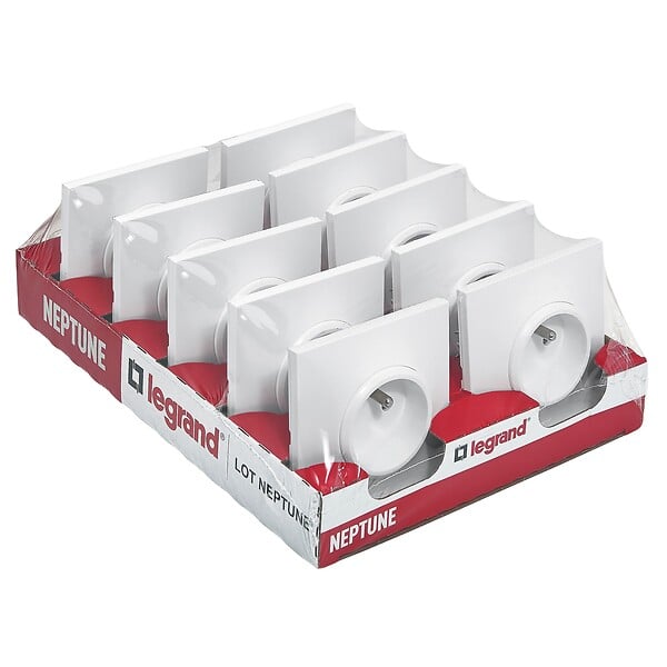 LEGRAND - Lot de 10 prises de courant avec terre Neptune - Blanc - large