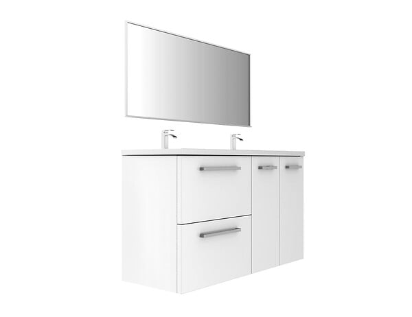 VIF - Double vasque - Résine - Blanc - 120x45cm - large