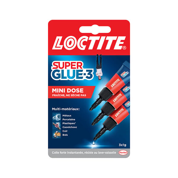 LOCTITE - Colle cyanoacrylate résine SUPERGLUE-3 - Lot de 3 x 1g - large