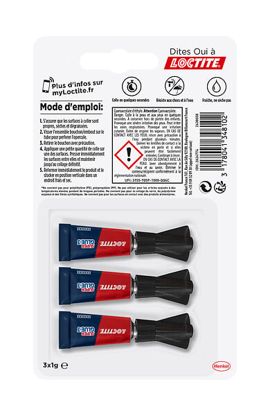 LOCTITE - Colle cyanoacrylate résine SUPERGLUE-3 - Lot de 3 x 1g - large