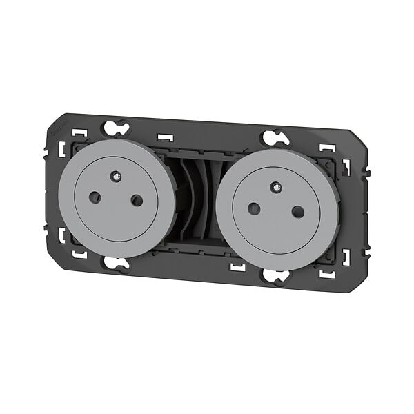 LEGRAND - Double prise de courant 2P+T Surface Dooxie 16A Alu - large