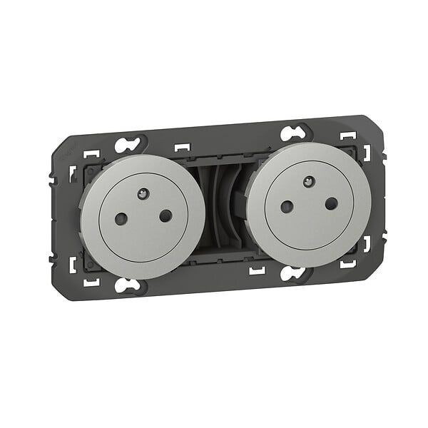LEGRAND - Double prise de courant 2P+T Surface Dooxie 16A Alu - large