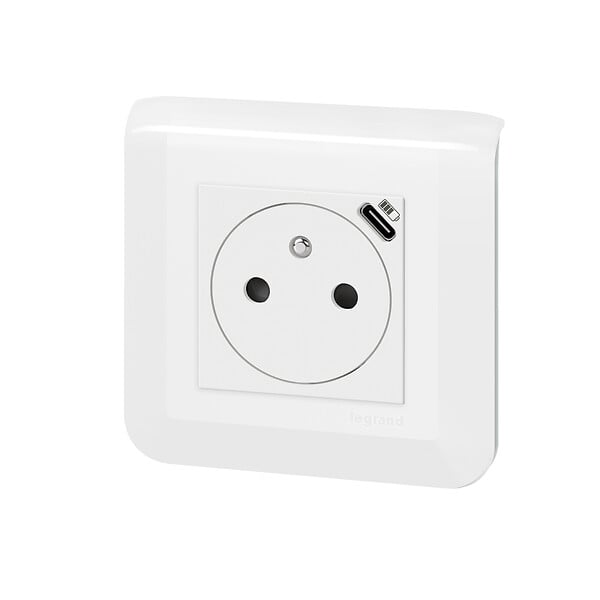 LEGRAND - Prise de courant Mosaic 2 modules USB-C - Blanc - large