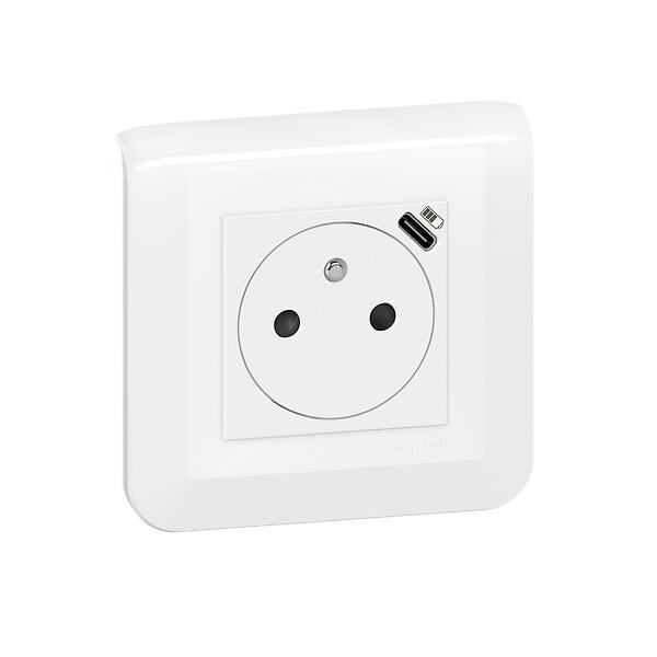 LEGRAND - Prise de courant Mosaic 2 modules USB-C - Blanc - large