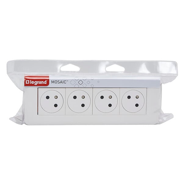 LEGRAND - Kit 4 prises 2P+T encastrables - Mosaic Link - Blanc - 16A - large