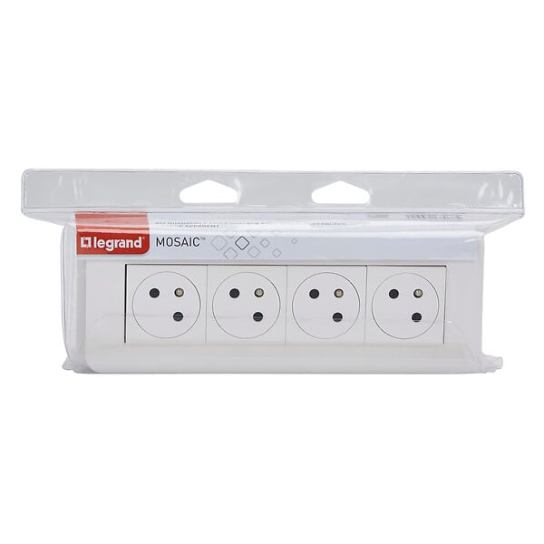 LEGRAND - Kit 4 prises 2P+T 45° MOSAIC LINK - Blanc - 16A - large