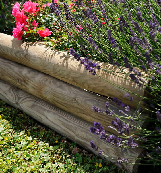 CERLAND - Bordure à planter en pin BOSQUET - Naturel - H.15/30xL.55cm - large