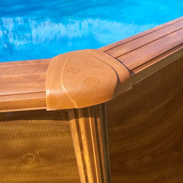 GRE - Piscine ronde acier - Imitation bois - Diam.320xH.122cm - large