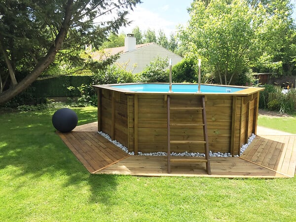SUNBAY - Piscine en bois Mangue - Hexagonale - 4m - large