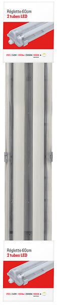 GEFOM - Réglette LED étanche 60cm IP65 - 2x9W - 1890lm - large