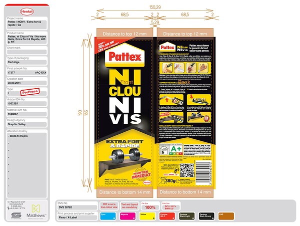PATTEX - Colle fixation Ni clous ni vis Extra Fort et Rapide - 380g - large