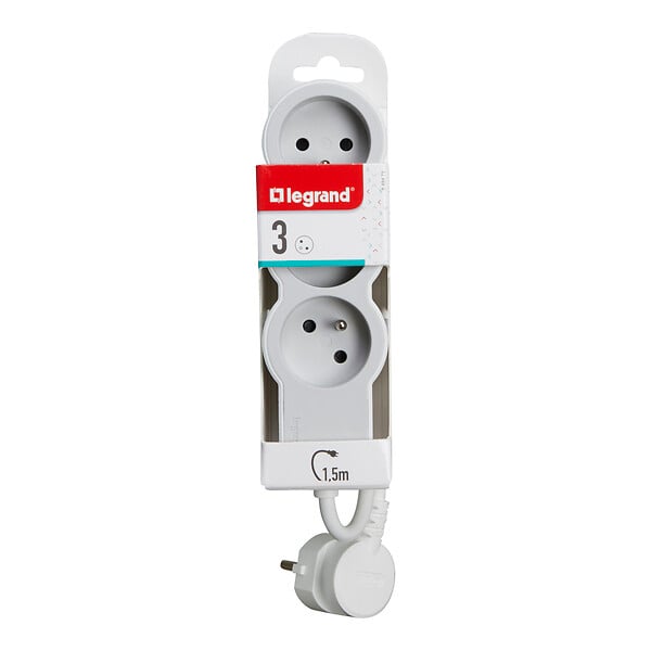 LEGRAND - Multiprise 3 prises câble 1,5 mètre et 1mm² de section - large