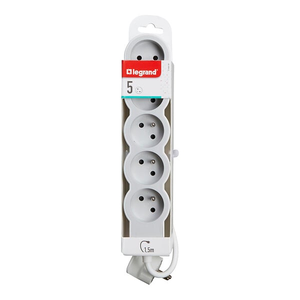 LEGRAND - Multiprise 5 prises câble 1,5 mètre et 1mm² de section - large