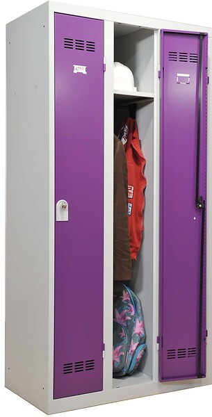 P.HENRY - Vestiaire métal 3 cases - 90cm - Gris perle et prune - large