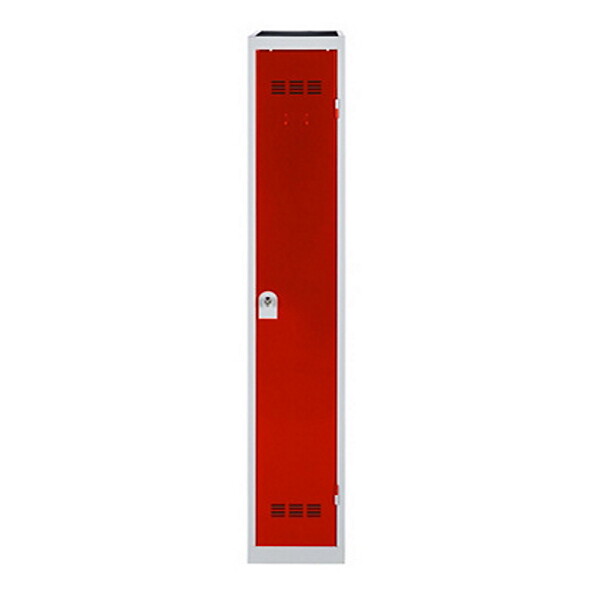 P.HENRY - Vestiaire acier 1 case - Gris perle et rouge - 180x50x30cm - large
