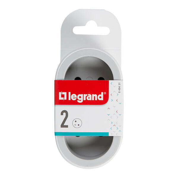 LEGRAND - Fiche multiprise 2 prises frontales - Blanc et gris - large