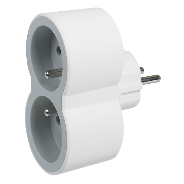 LEGRAND - Fiche multiprise 2 prises frontales - Blanc et gris - large
