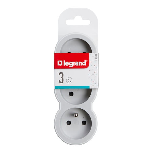 LEGRAND - Fiche multiprise 3 prises frontales - Blanc Gris - 16A 3680W - large