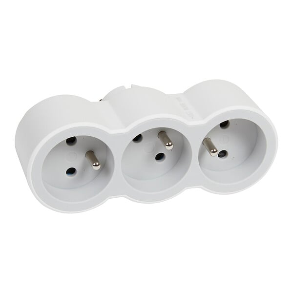 LEGRAND - Fiche multiprise 3 prises frontales - Blanc Gris - 16A 3680W - large