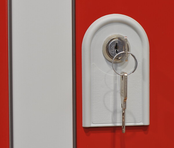 P.HENRY - Vestiaire acier 4 casiers gris perle et rouge - 180cm - large