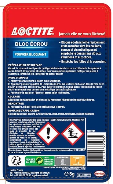 LOCTITE - Colle bloc-écrou - Liquide - 5ml - large