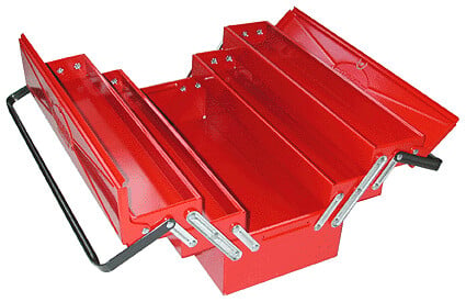 P.HENRY - Boîte à outils dépliante - Acier - 5 compartiments - Rouge - large