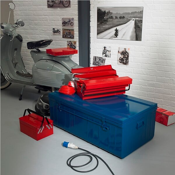 P.HENRY - Boîte à outils dépliante - Acier - 5 compartiments - Rouge - large