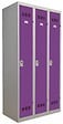 P.HENRY - Vestiaire acier 3 cases gris perle prune L120cm - vignette