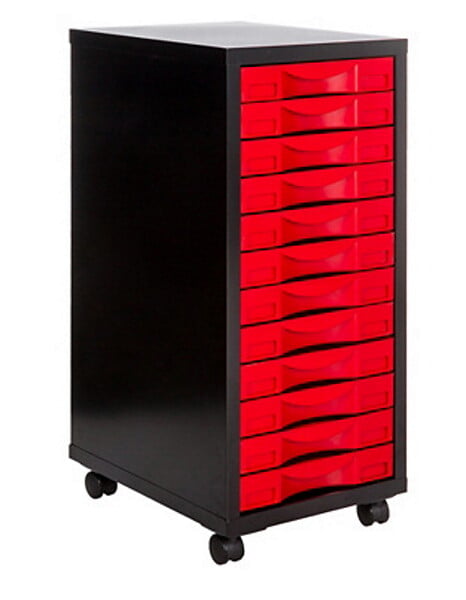 Module de rangement métal 12 tiroirs - Noir - 72x39x30cm - large