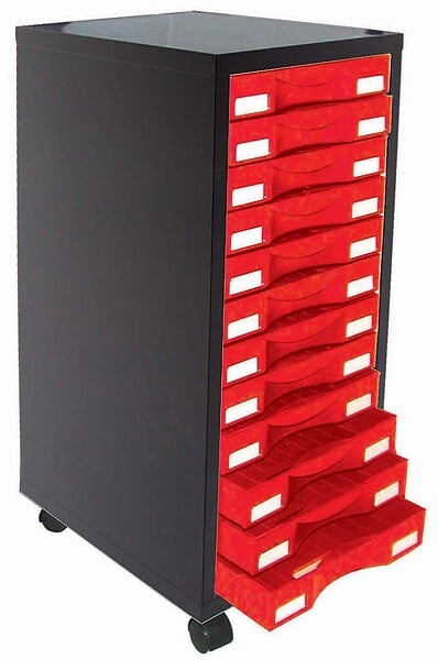 Module de rangement métal 12 tiroirs - Noir - 72x39x30cm - large